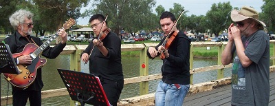 The Lachlan River Band on the Bridge: from left, Doug Richards, Martin Lee, Tristan Reece and Paul Wiley.